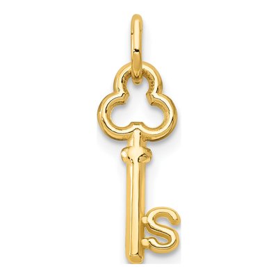 14K Yellow Gold Key Letter S Charm