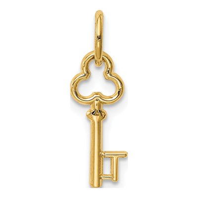 14K Yellow Gold Key Letter T Charm