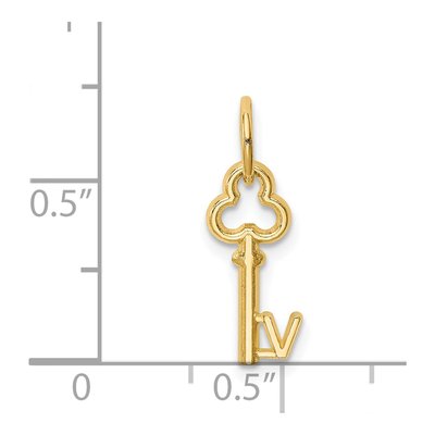 14K Yellow Gold Key Letter V Charm – view 4