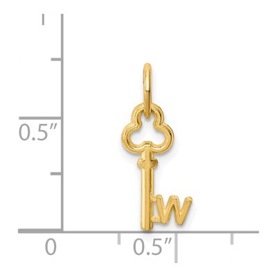14K Yellow Gold Key Letter W Charm – view 4