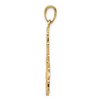 14K Yellow Gold Diamond-Cut Flower Pendant – view 3
