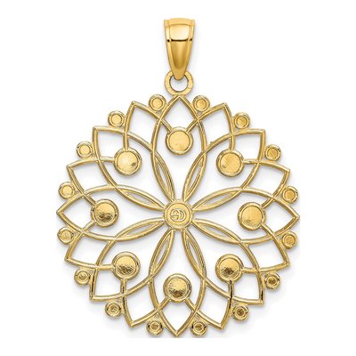 14K Yellow Gold Diamond-Cut Flower Pendant – view 4