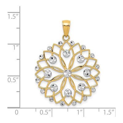 14K Yellow Gold Diamond-Cut Flower Pendant – view 5