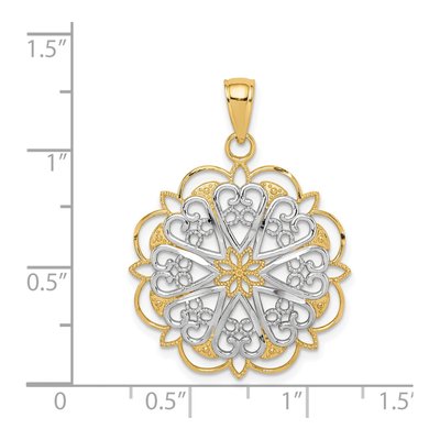 14K Yellow Gold Filigree Hearts Pendant – view 4