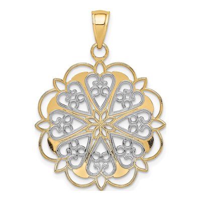 14K Yellow Gold Filigree Hearts Pendant – view 5