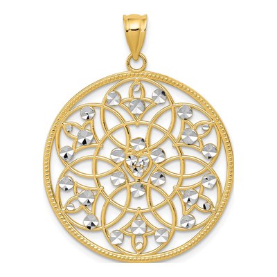 14K Yellow Gold Diamond-Cut Circle Pendant