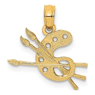 14K Yellow Gold Artist's Paint Palette Charm