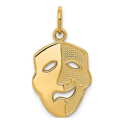 14K Yellow Gold Comedy Mask Pendant