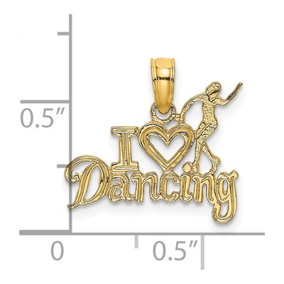 14K Yellow Gold I Heart Dancing Dancer Charm – view 4