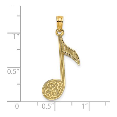 14K Yellow Gold Scroll Music Note Charm – view 4