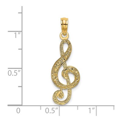 14K Yellow Gold Textured Treble Clef Charm – view 4