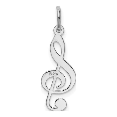 14K White Gold Treble Clef Pendant – view 4