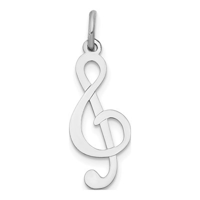 14K White Gold Treble Clef Pendant