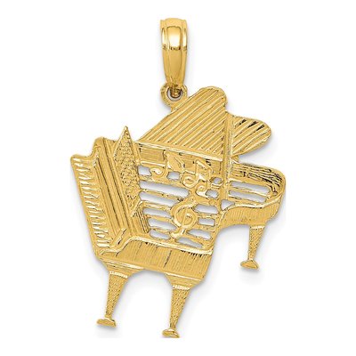 14K Yellow Gold Baby Grand Piano Pendant