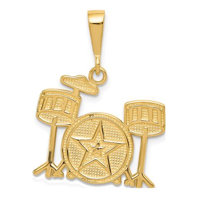 14K Yellow Gold Drum Set Pendant