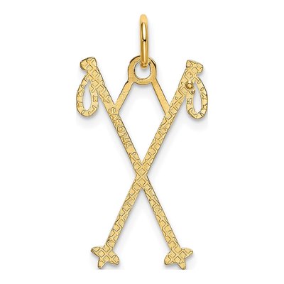 14K Yellow Gold Ski Poles Pendant – view 4
