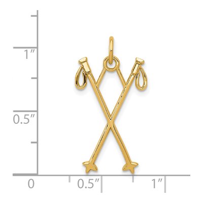 14K Yellow Gold Ski Poles Pendant – view 5