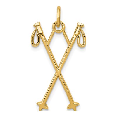 14K Yellow Gold Ski Poles Pendant
