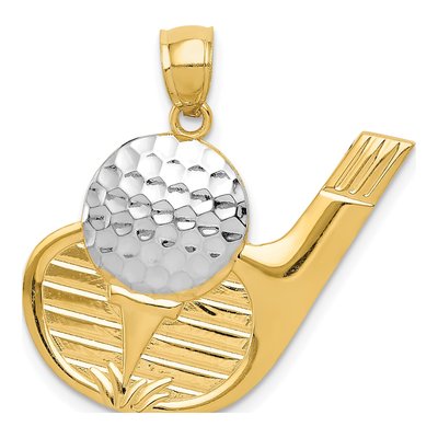 14K Yellow Gold Golf Club Ball Pendant