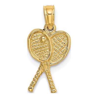 14K Yellow Gold Tennis Racquet Pendant
