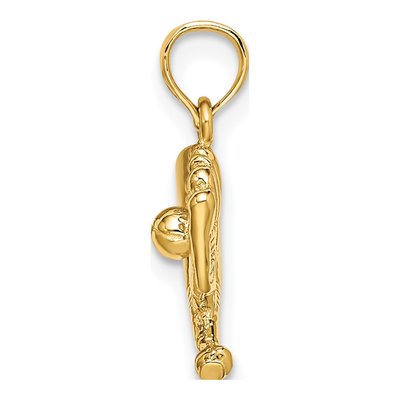 14K Yellow Gold Baseball Bat Glove Charm – view 3