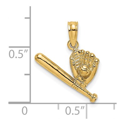 14K Yellow Gold Baseball Bat Glove Charm – view 4