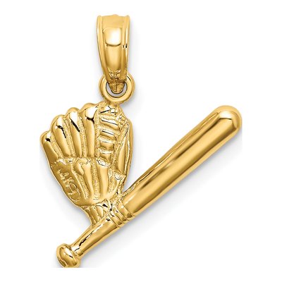 14K Yellow Gold Baseball Bat Glove Charm – view 5