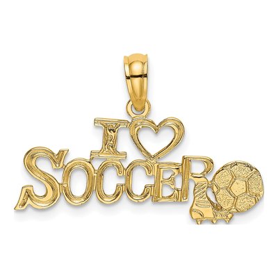 14K Yellow Gold I Heart Soccer Pendant