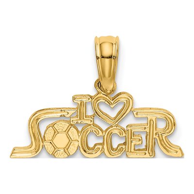 14K Yellow Gold I Heart Soccer Pendant