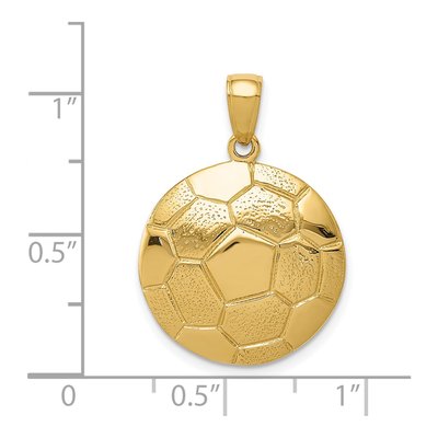 14K Yellow Gold Large Domed Soccer Ball Pendant – view 5