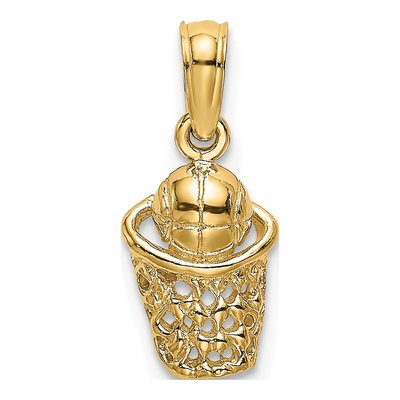 14K Yellow Gold Mini Basketball Charm