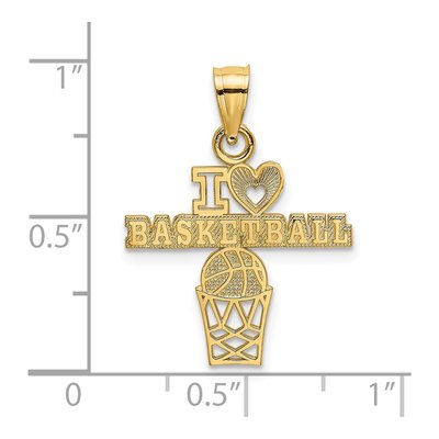 14K Yellow Gold I Heart Basketball Charm – view 4