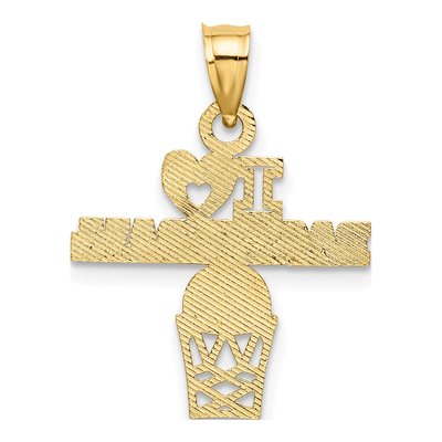 14K Yellow Gold I Heart Basketball Charm – view 5