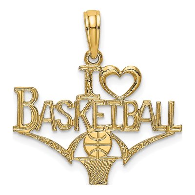 14K Yellow Gold Basketball Charm