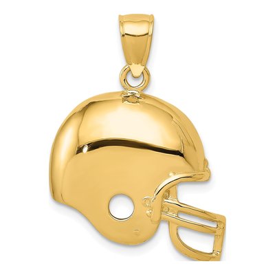 14K Yellow Gold Football Helmet Pendant