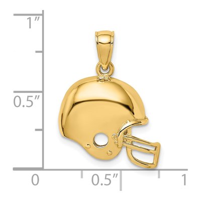 14K Yellow Gold Football Helmet Pendant – view 4