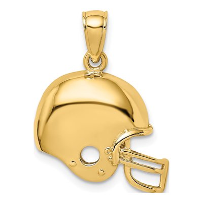 14K Yellow Gold Football Helmet Pendant