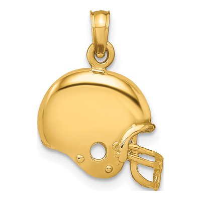 14K Yellow Gold Football Helmet Pendant