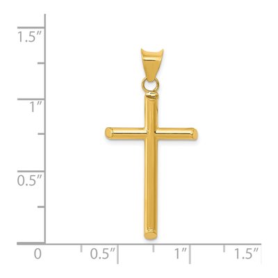 14K Yellow Gold 3-D Hollow Cross Pendant – view 4
