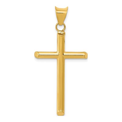 14K Yellow Gold 3-D Hollow Cross Pendant