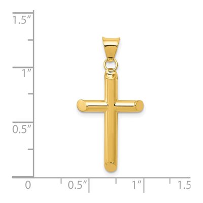 14K Yellow Gold 3-D Hollow Cross Pendant – view 4