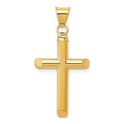 14K Yellow Gold 3-D Hollow Cross Pendant