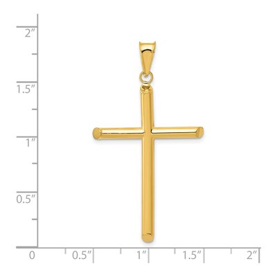 14K Yellow Gold 3-D Hollow Cross Pendant – view 4