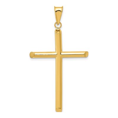 14K Yellow Gold 3-D Hollow Cross Pendant