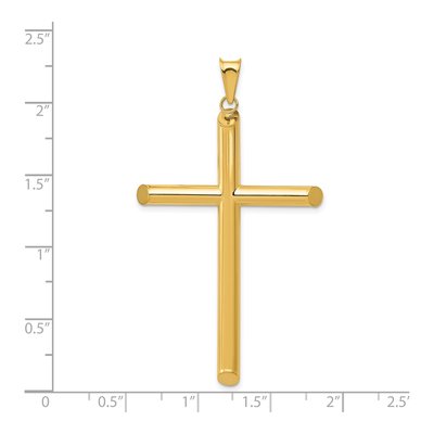 14K Yellow Gold Large 3-D Hollow Cross Pendant – view 4