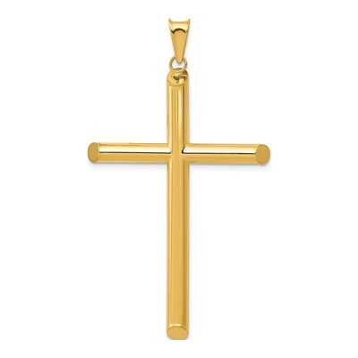 14K Yellow Gold Large 3-D Hollow Cross Pendant