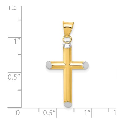 14K Yellow Gold 3-D Hollow Cross Pendant – view 4