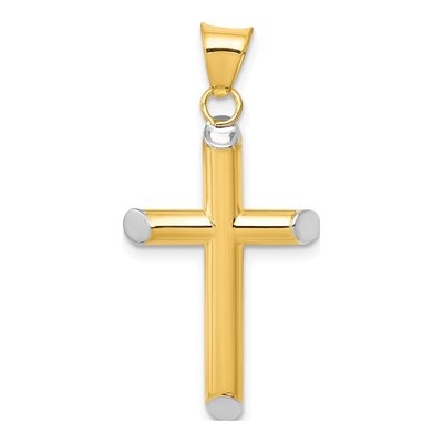 14K Yellow Gold 3-D Hollow Cross Pendant