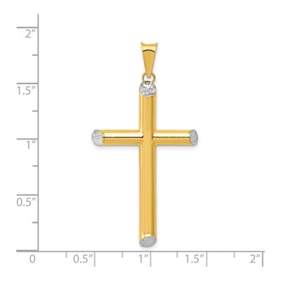 14K Yellow Gold Diamond-Cut Cross Pendant – view 4