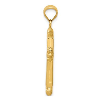 14K Yellow Gold Reversible Diamond-Cut Cross Pendant – view 3